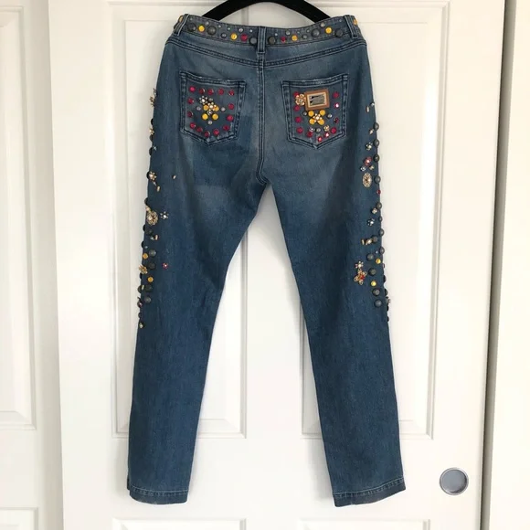 Dolce & Gabbana Blue Boyfriend Jeans with Colorful Embellishments - Picture 5 of 8